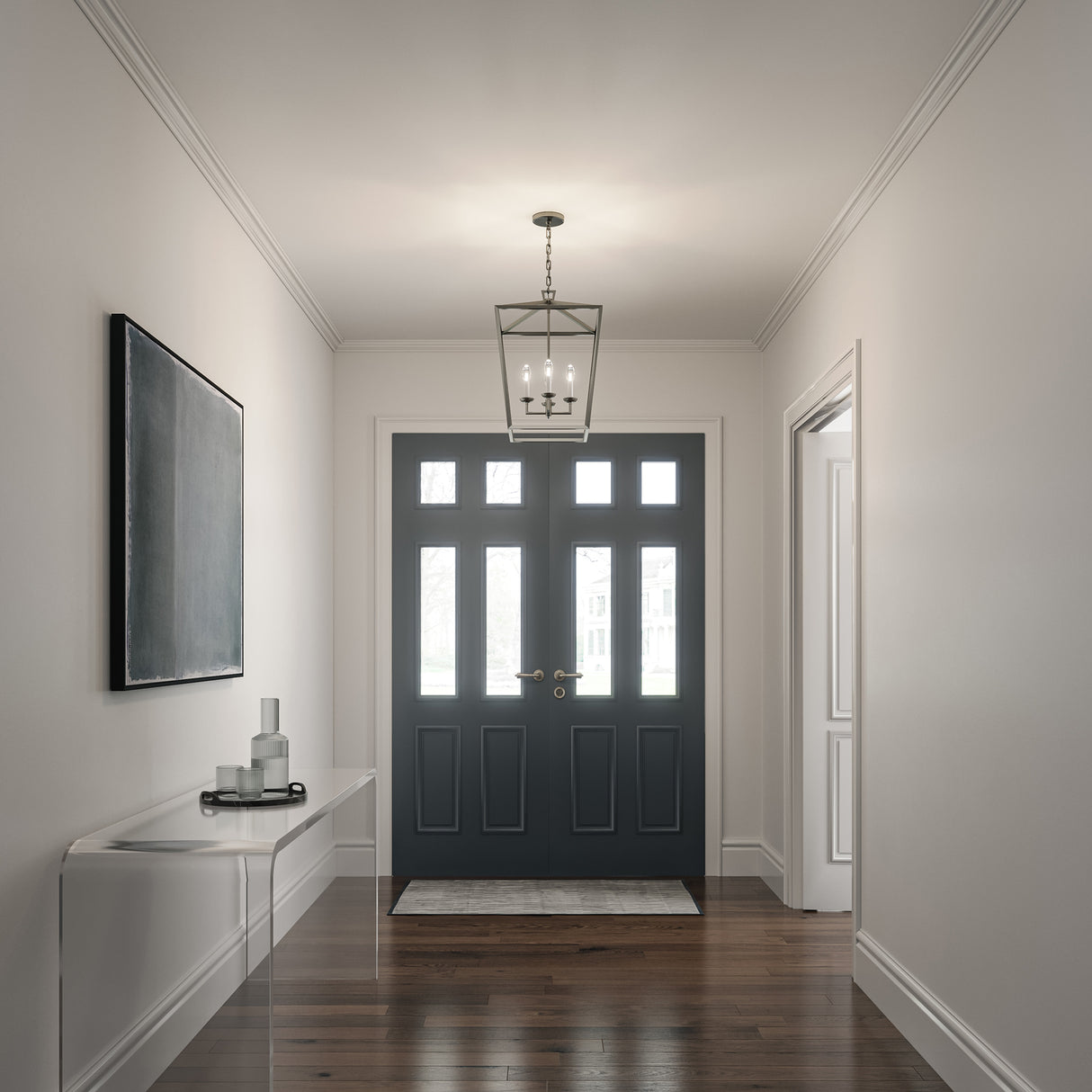Anover Large Lantern Pendant 17", Polished Nickel
