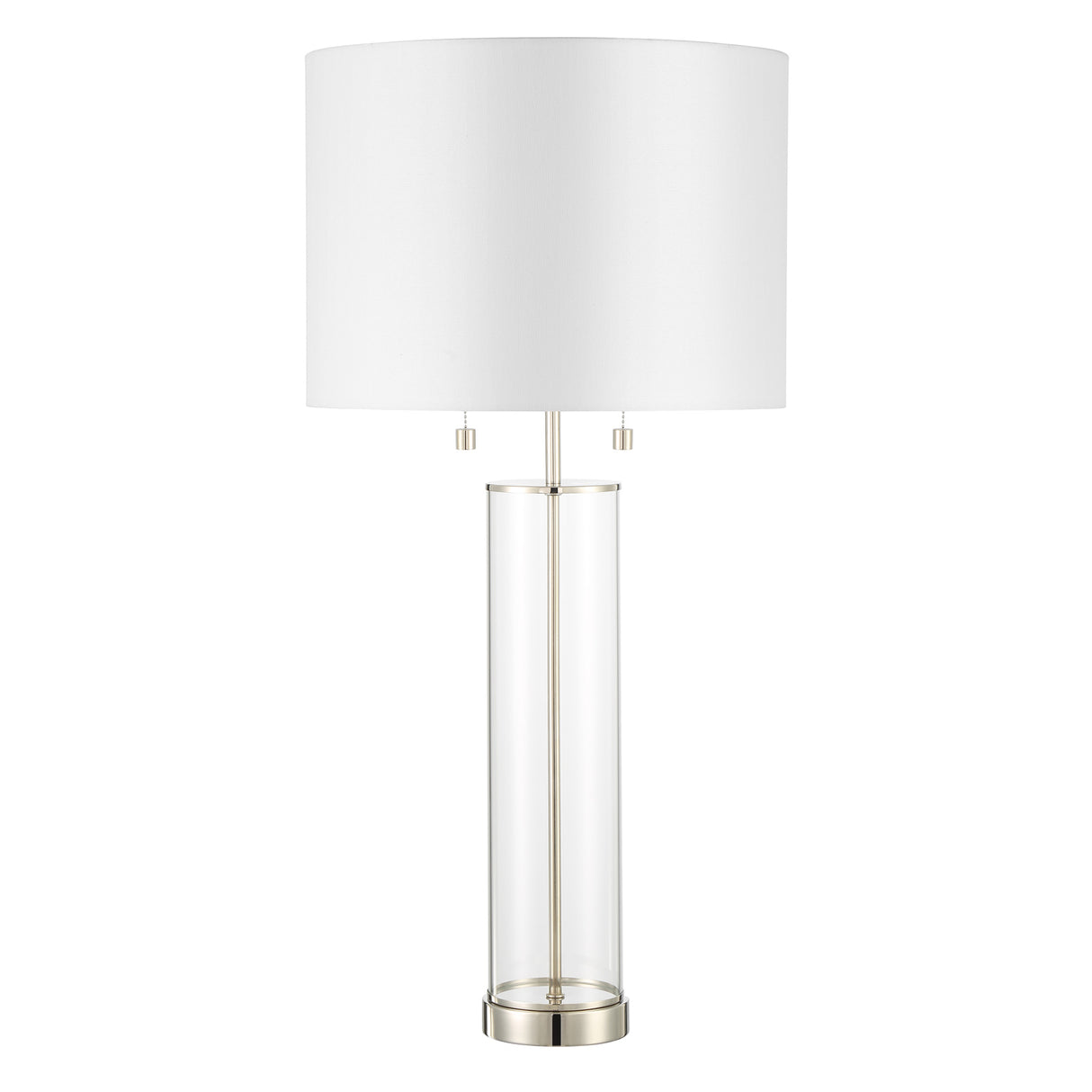 Laurel Glass Cylinder Table Lamp, Polished Nickel