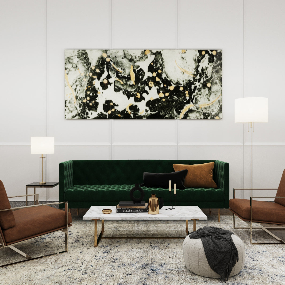 Laurel Glass Cylinder Floor Lamp 62", Satin Brass