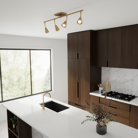 Hudson 32" 4-Light Fixed Track Light, Brushed Brass