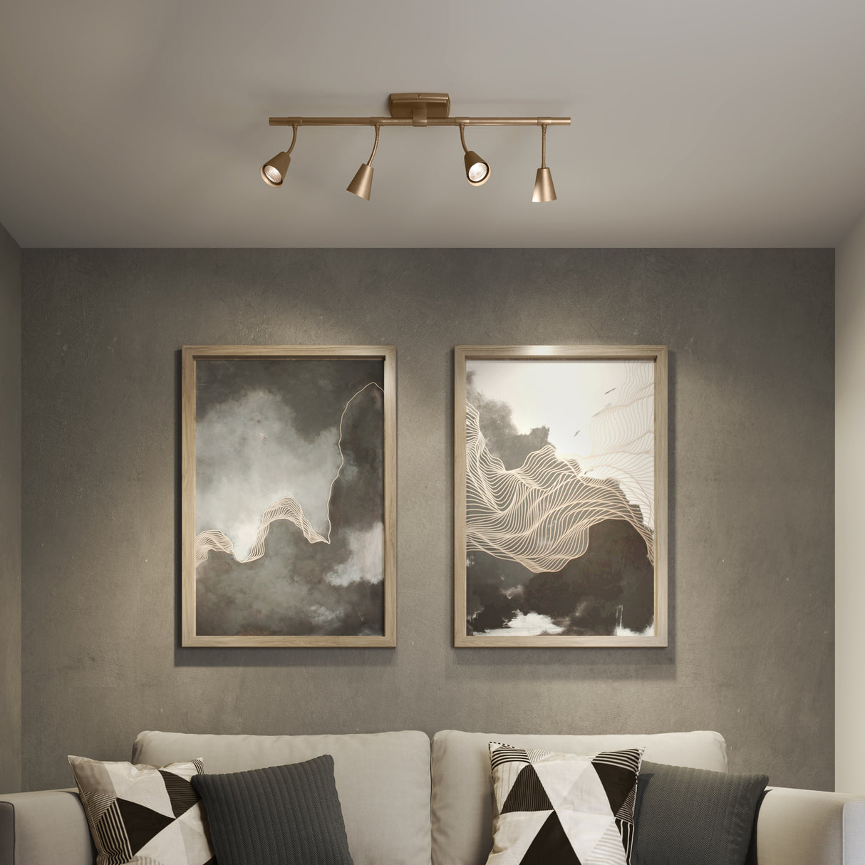 Hudson 32" 4-Light Fixed Track Light, Brushed Brass