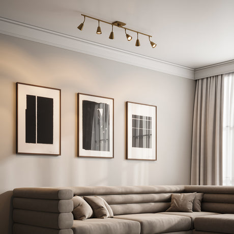 Hudson 44" 6-Light Fixed Track Light, Brushed Brass