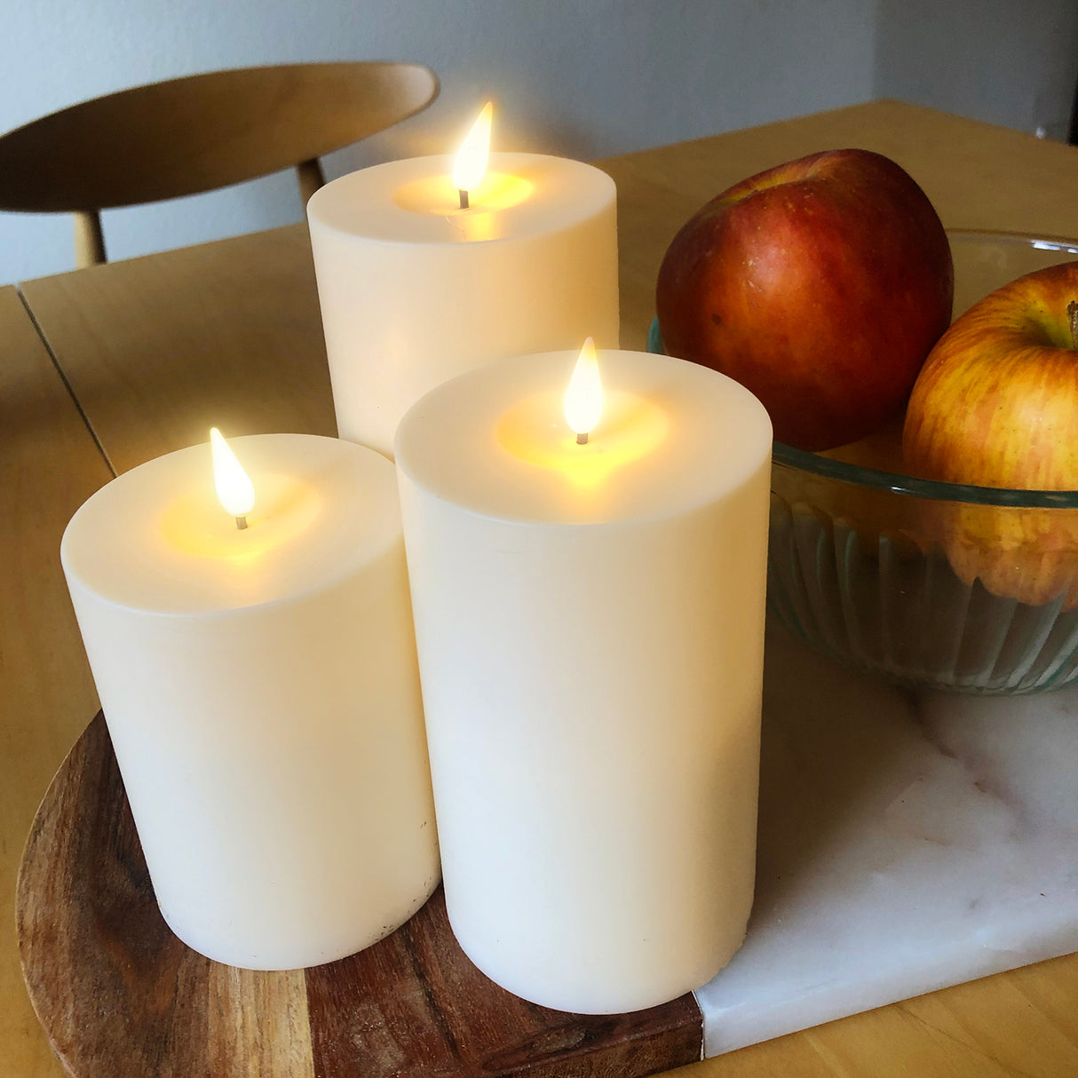 Infinity Wick Outdoor Ivory Pillar Candles, 3" Multipack, Set of 3