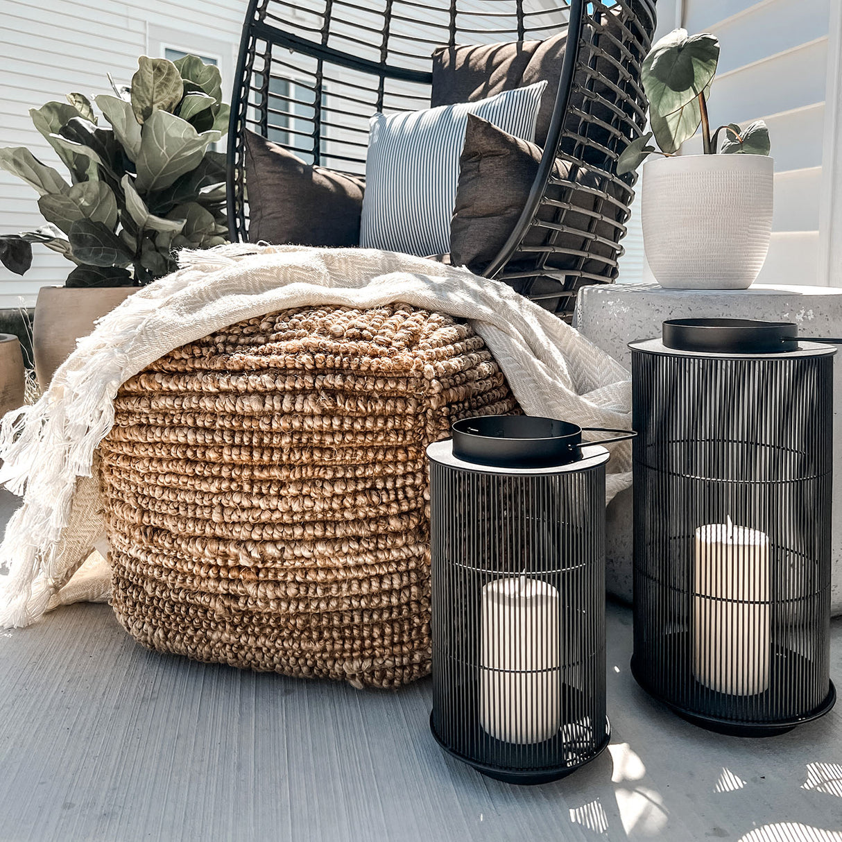 Mariposa Metal Lantern with Flameless Candle, Large