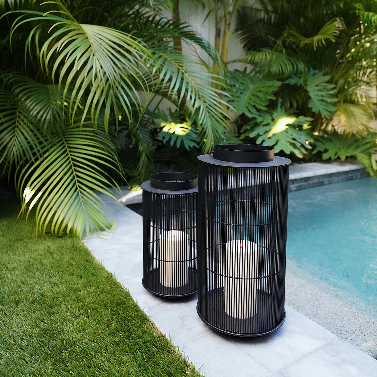 Mariposa Metal Lantern with Flameless Candle, Large