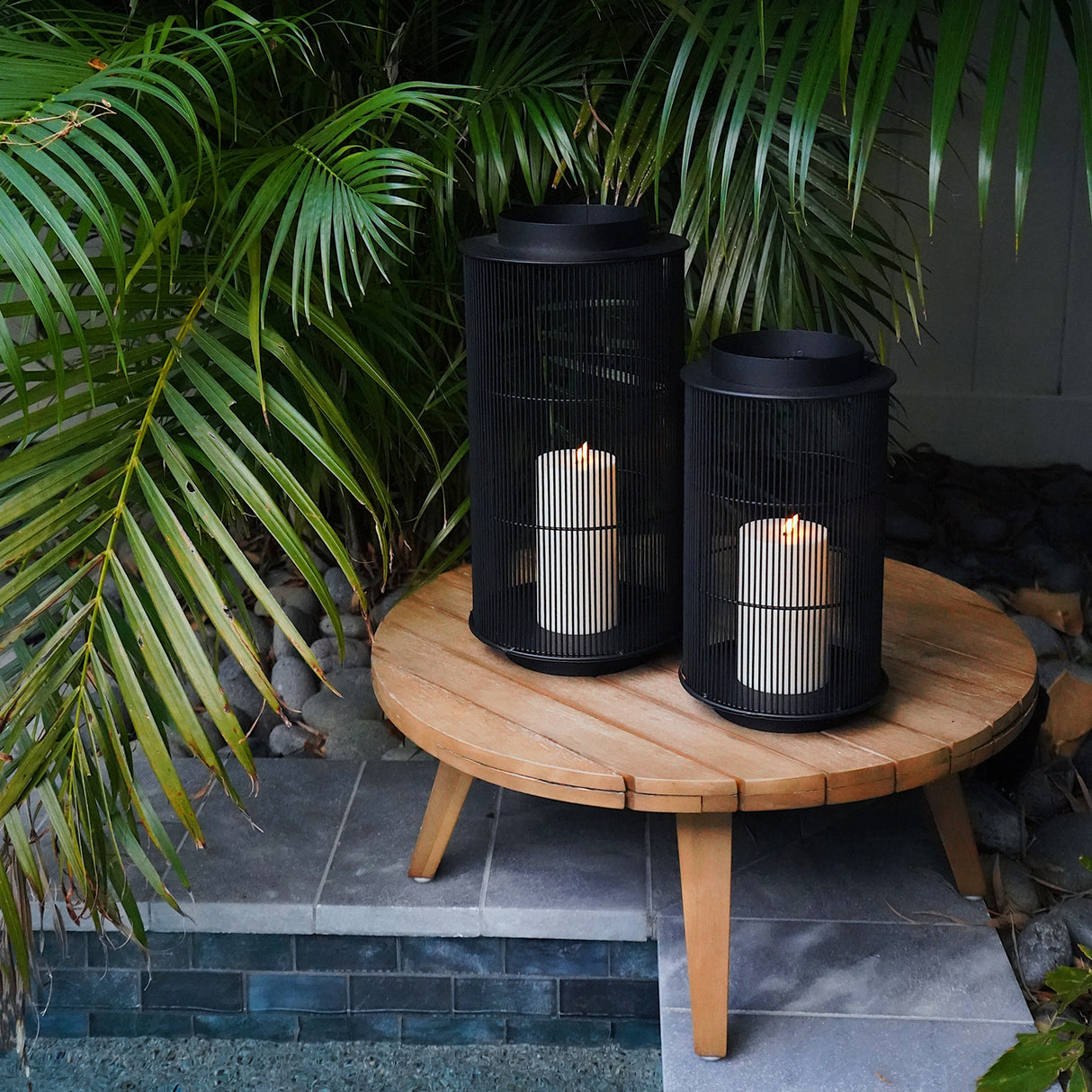 Mariposa Metal Lantern with Flameless Candle, Medium