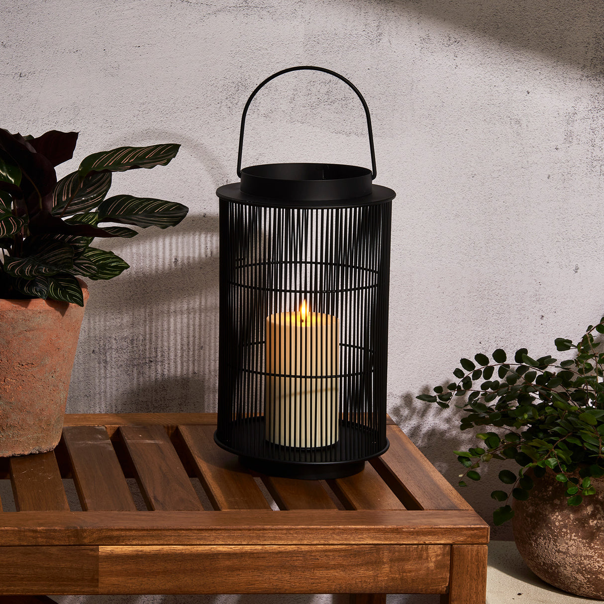 Mariposa Metal Lantern with Flameless Candle, Medium