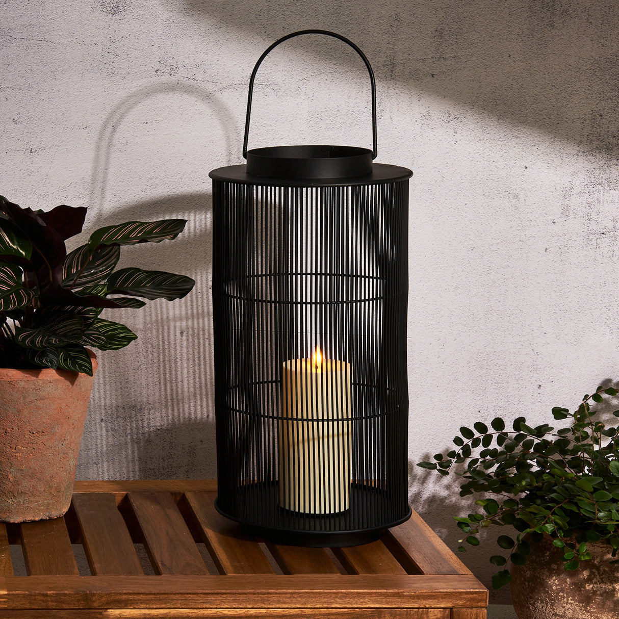 Mariposa Metal Lantern with Flameless Candle, Large