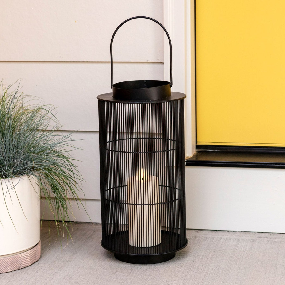 Mariposa Metal Lantern with Flameless Candle, Large