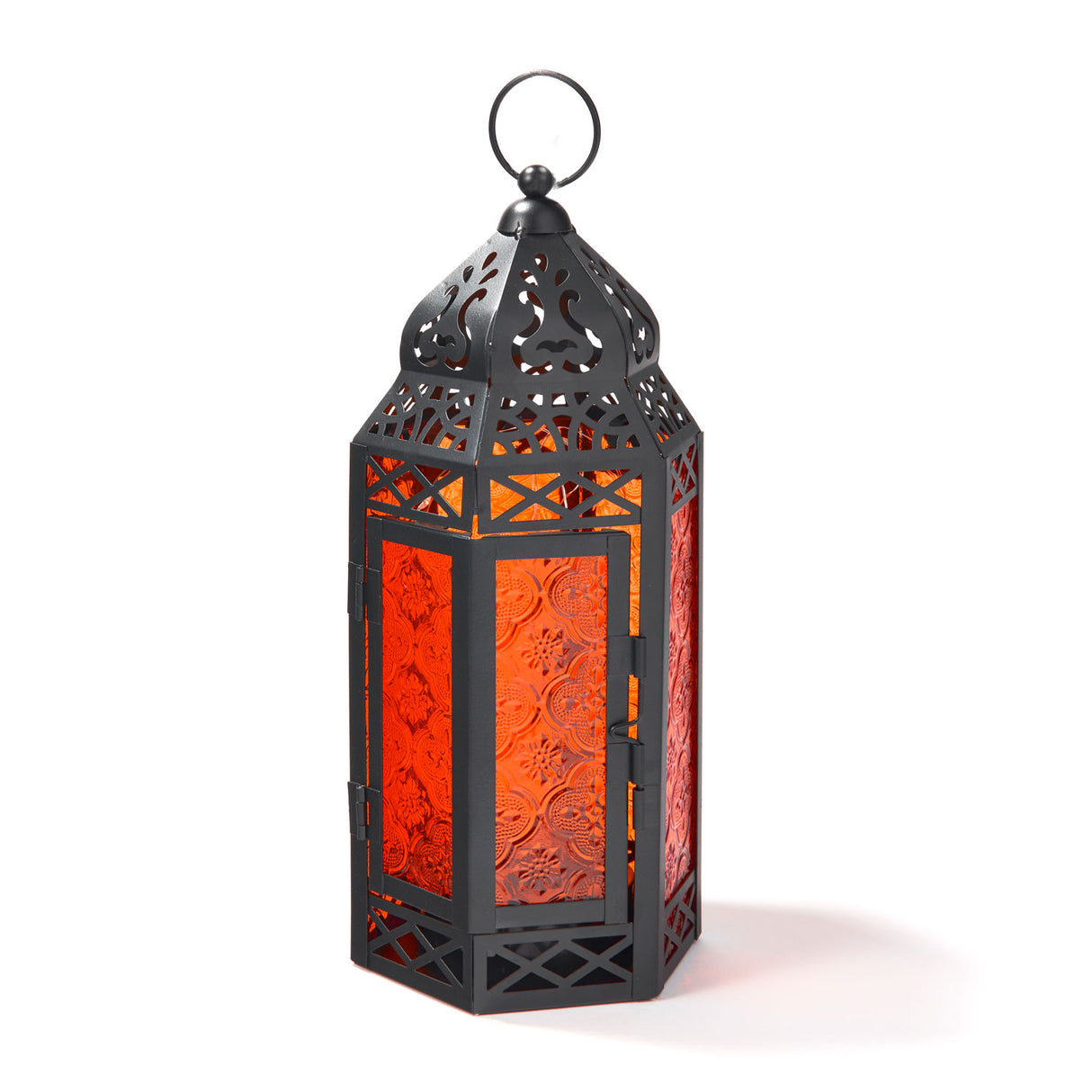 Marrakesh Lantern with String Lights, Red