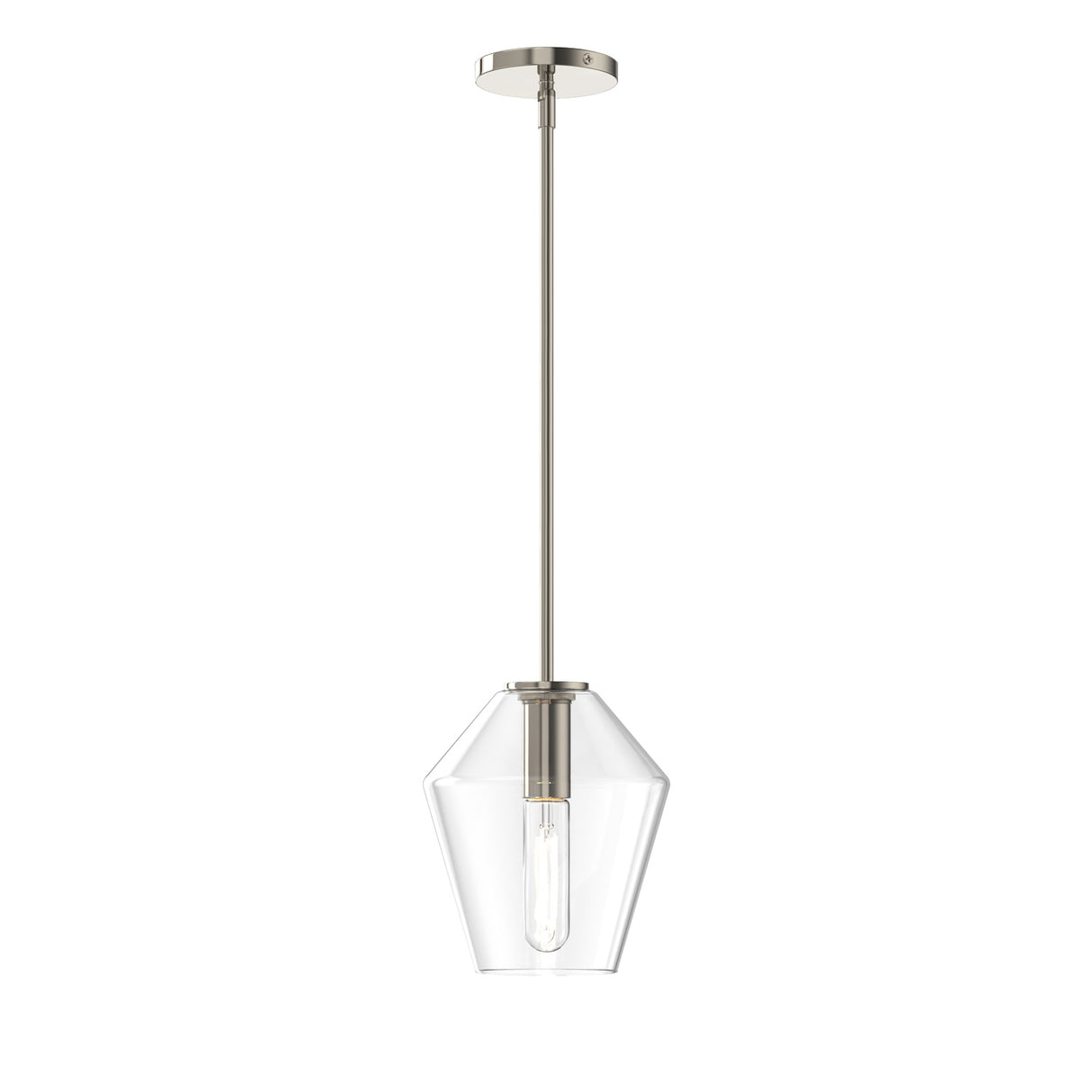 Eva 9" Clear Diamond Pendant, Polished Nickel