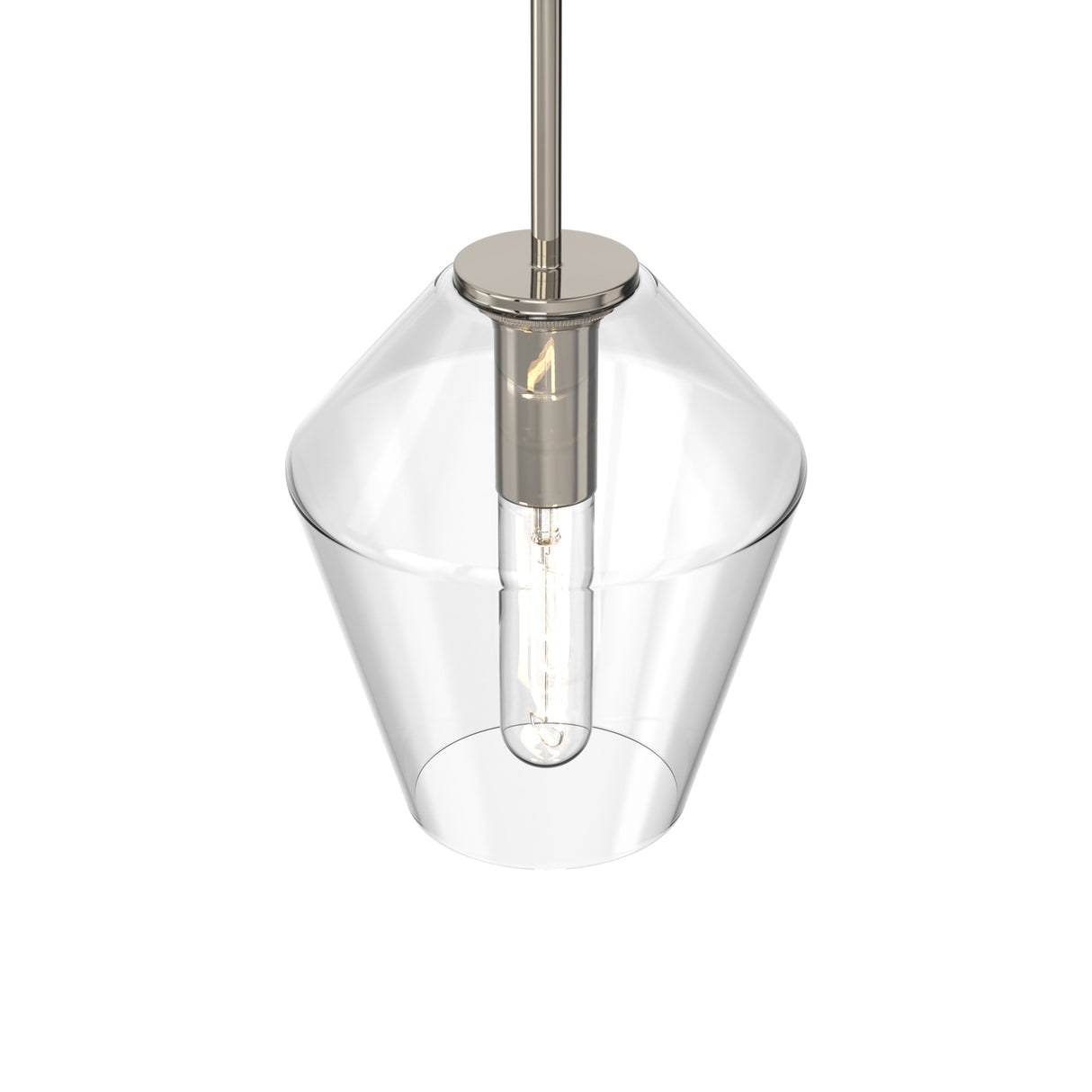 Eva 9" Clear Diamond Pendant, Polished Nickel