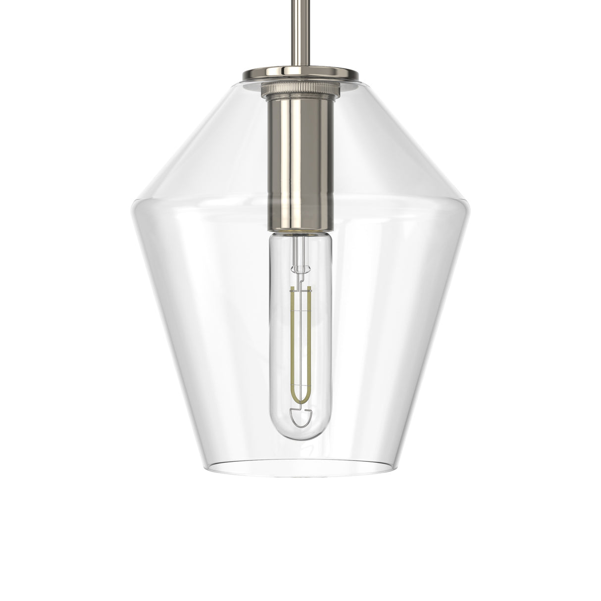 Eva 9" Clear Diamond Pendant, Polished Nickel