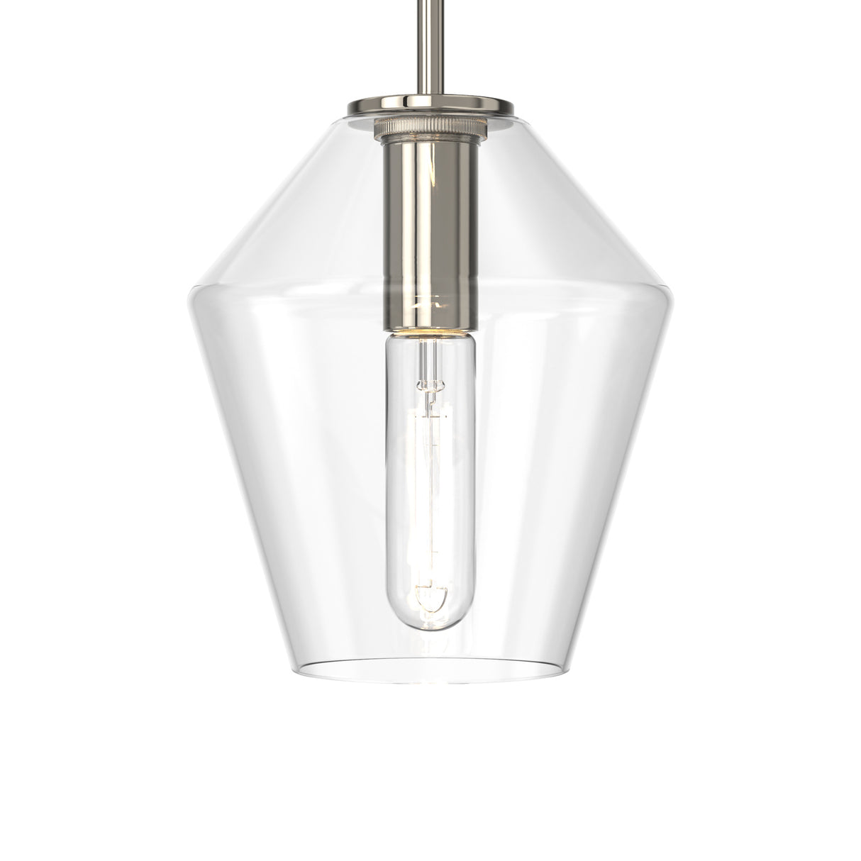 Eva 9" Clear Diamond Pendant, Polished Nickel