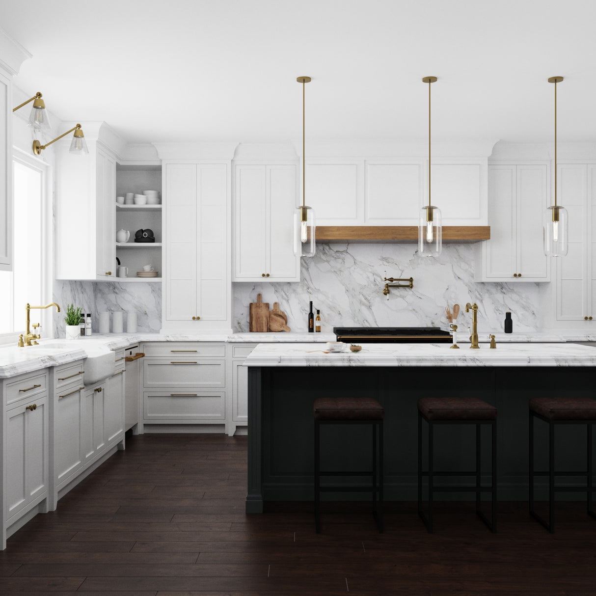 Liv 11" Clear Capsule Pendant, Satin Brass