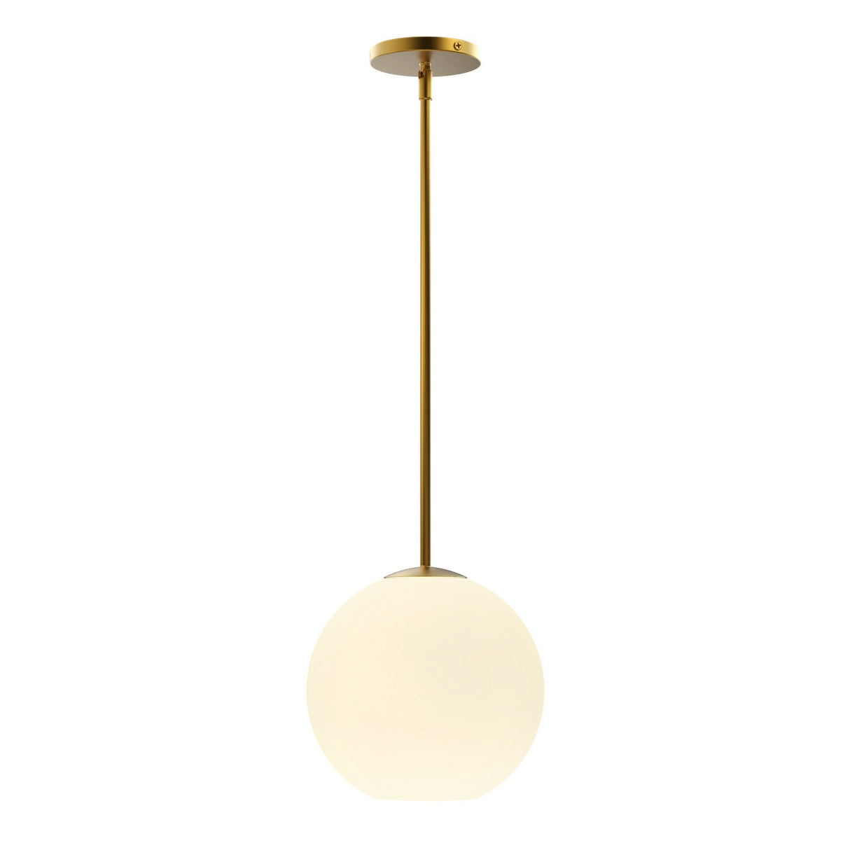Aria 10" Opal Globe Pendant, Satin Brass
