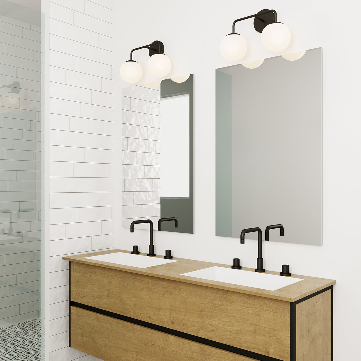 Castell 2 Globe Vanity Light, Matte Black