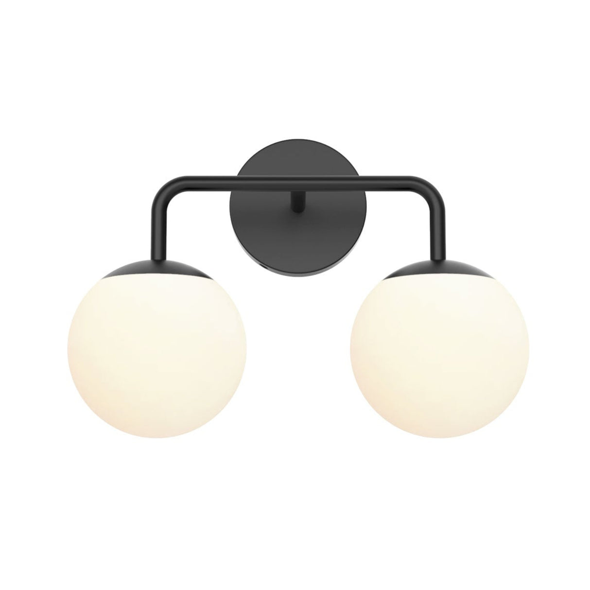 Open Box Castell 2 Globe LED Vanity Light, Matte Black (Bulbs not Included)
