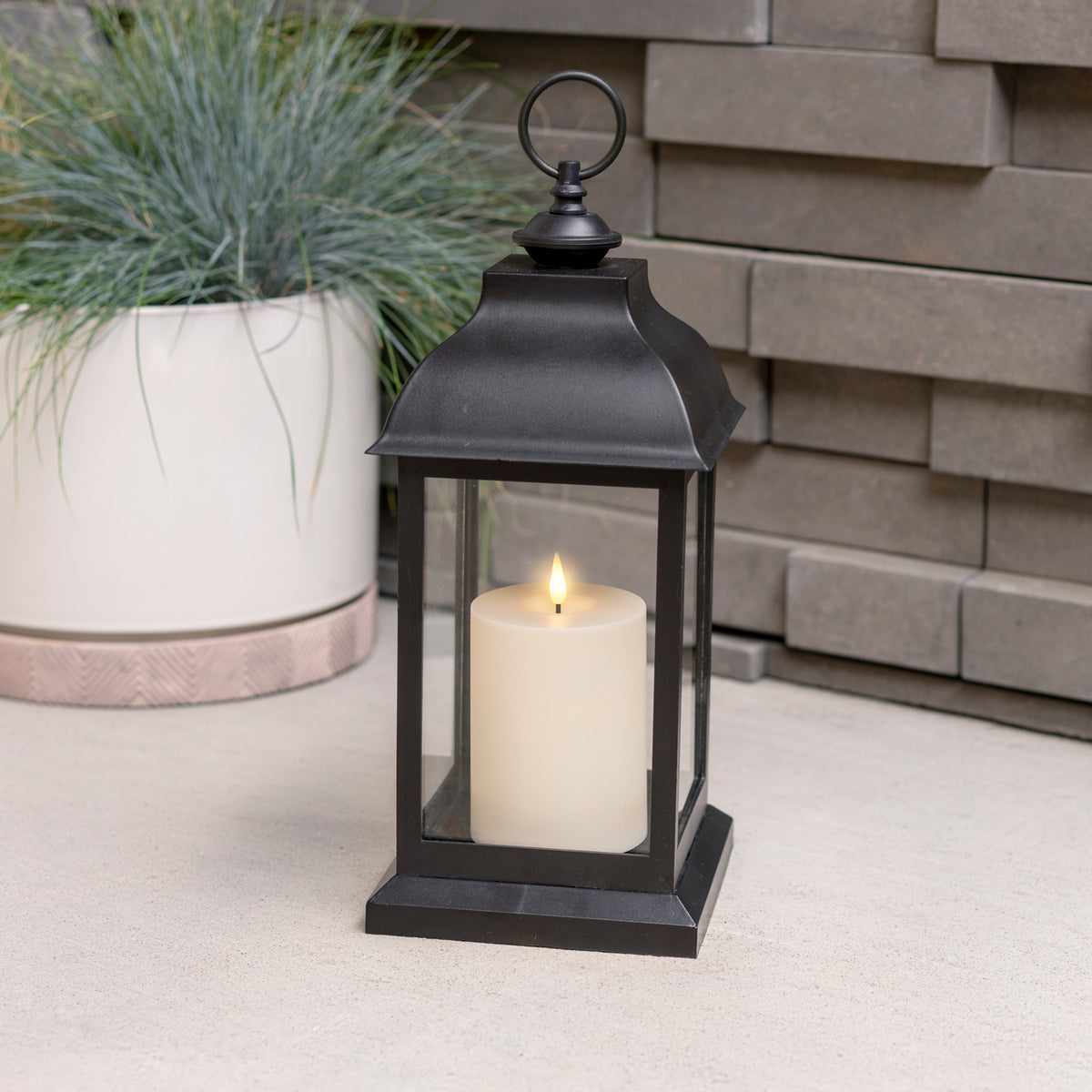 Hazel Lantern with Flameless Candle