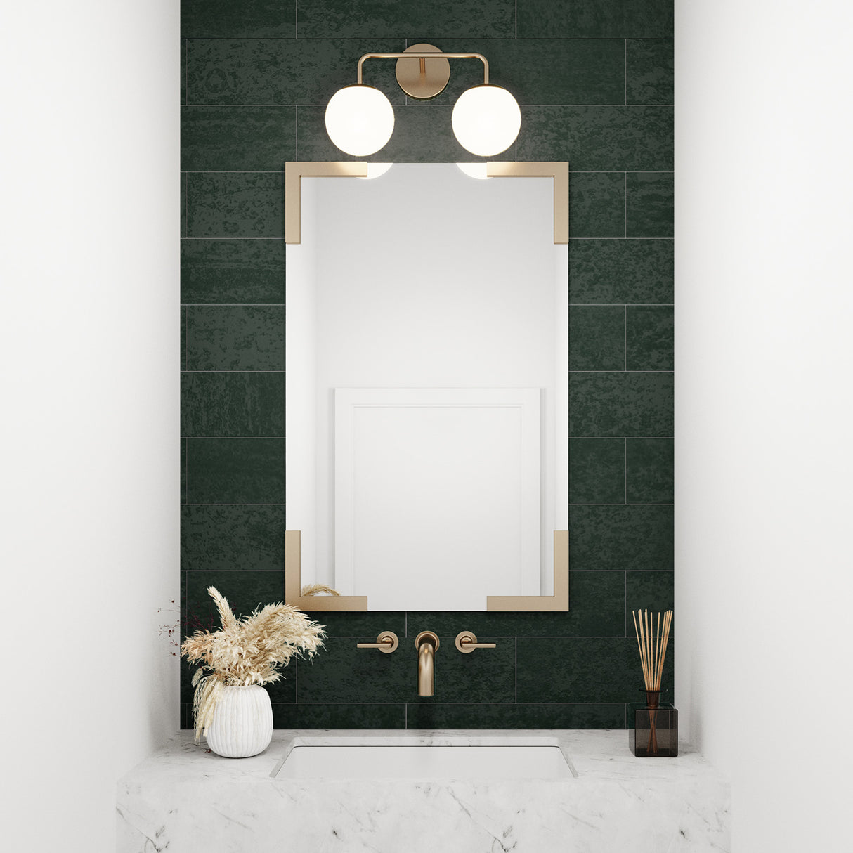 Castell 2 Globe Vanity Light, Aged Brass