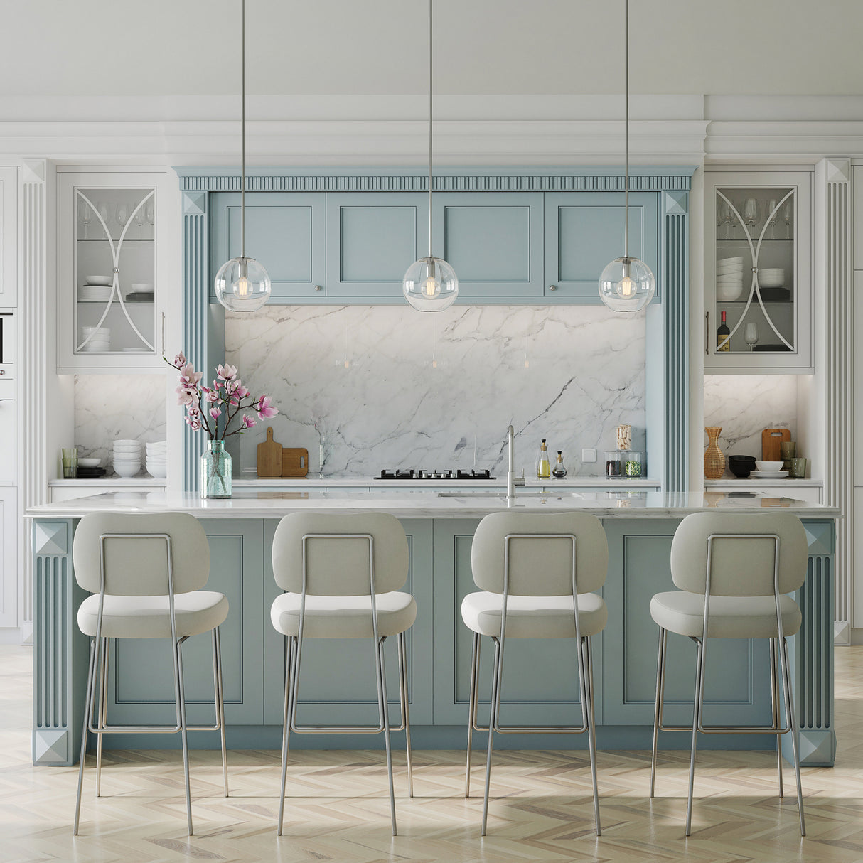 Aria 8" Clear Globe Pendant, Polished Nickel