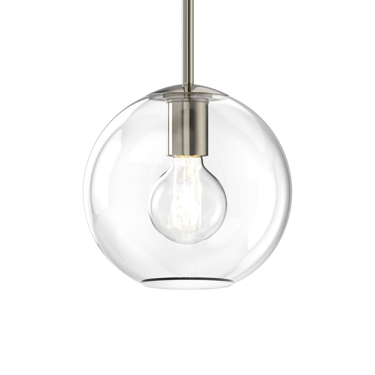 Aria 8" Clear Globe Pendant, Polished Nickel