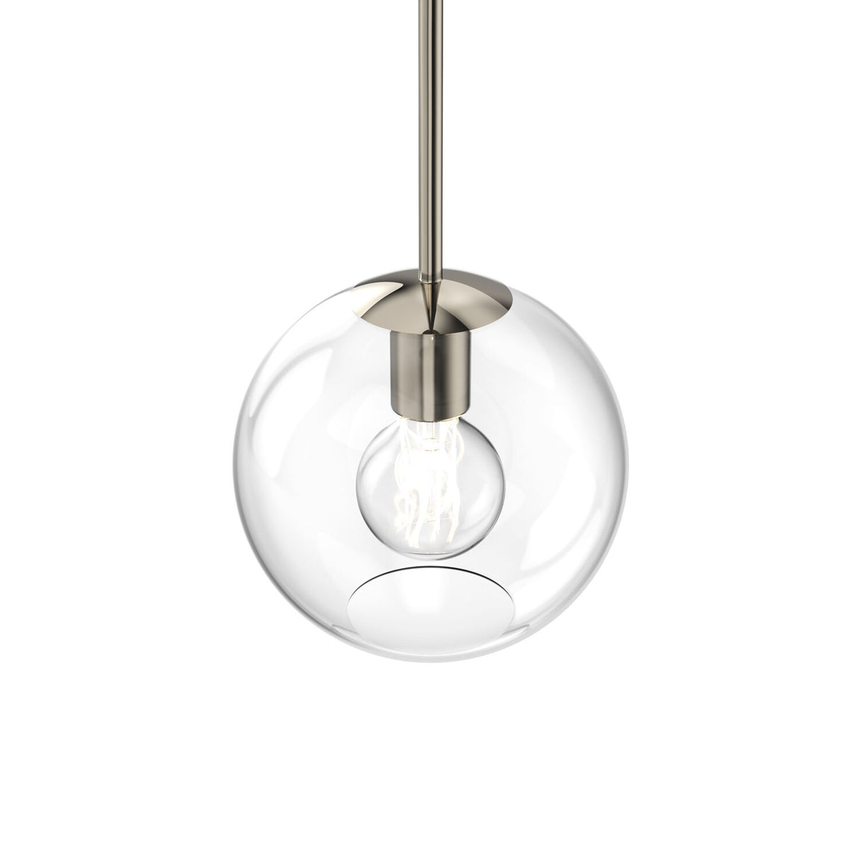 Aria 8" Clear Globe Pendant, Polished Nickel