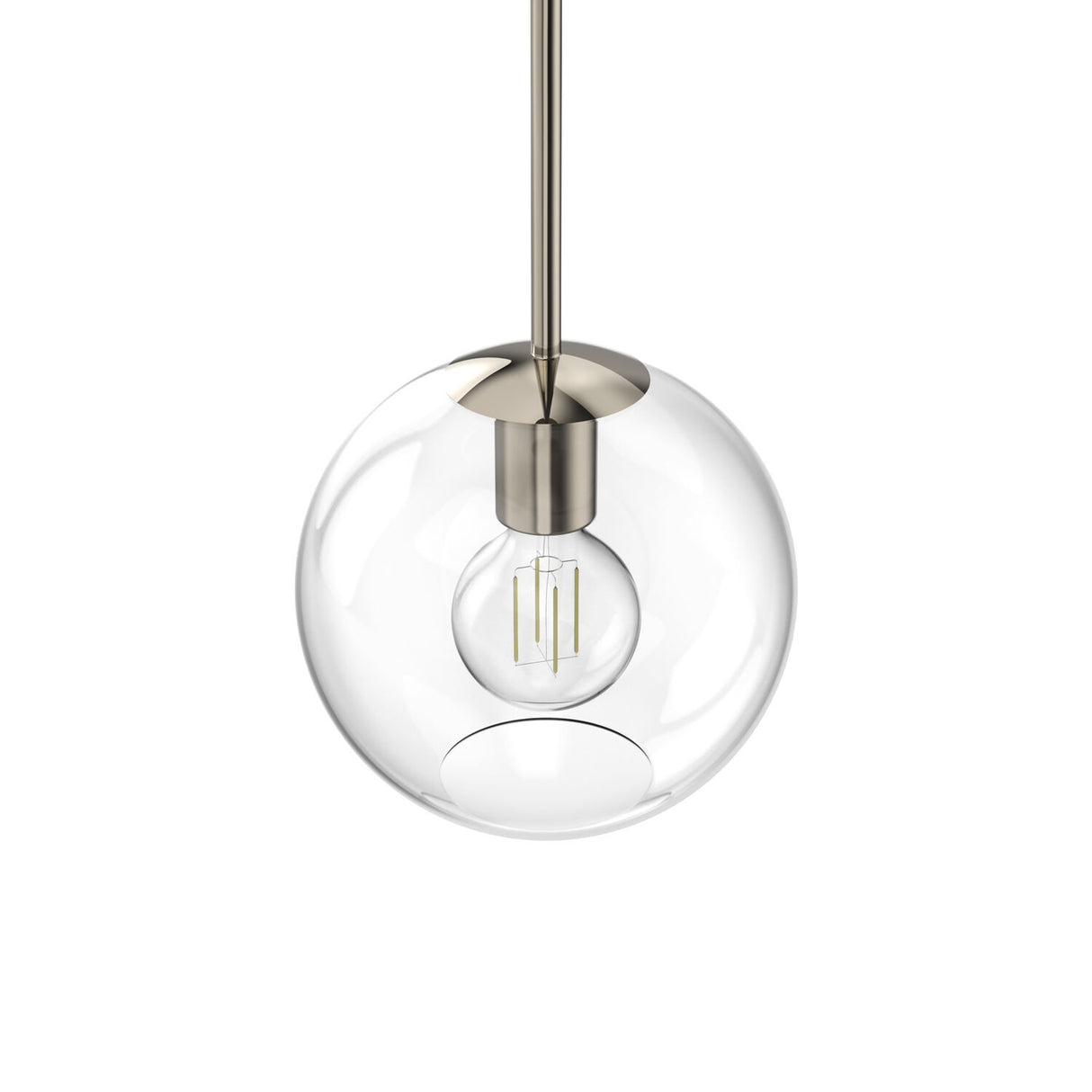 Aria 8" Clear Globe Pendant, Polished Nickel