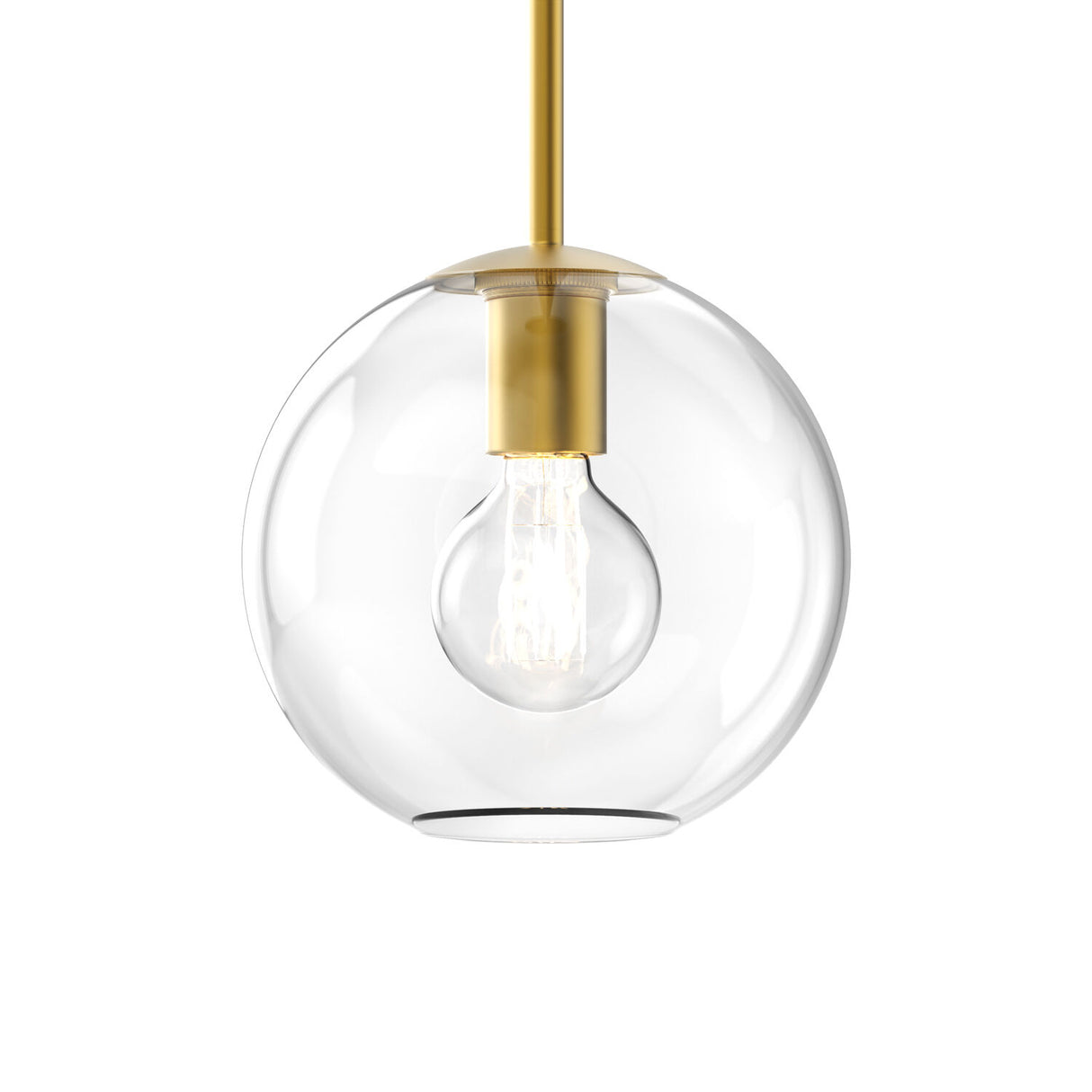 Aria 8" Clear Globe Pendant, Satin Brass