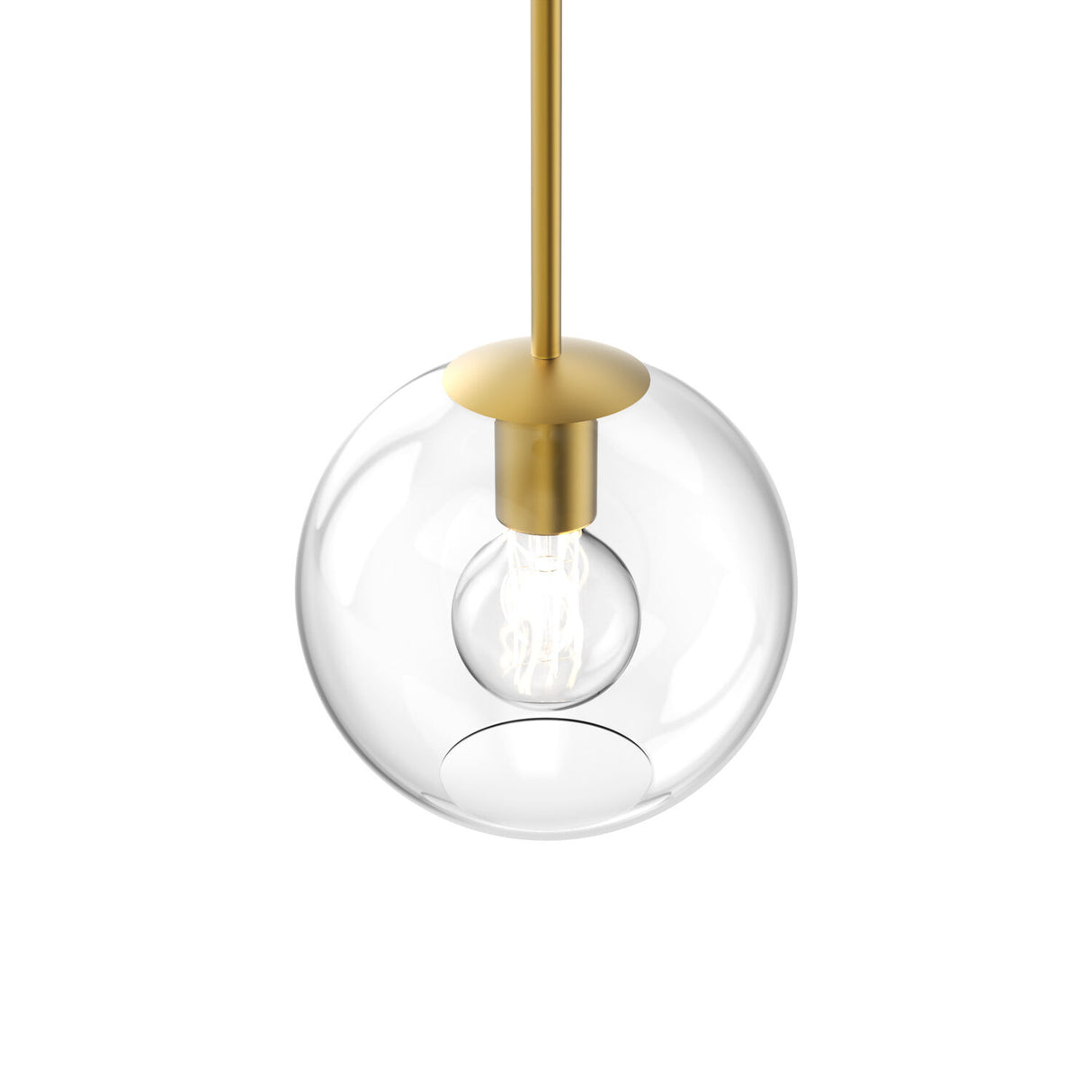 Aria 8" Clear Globe Pendant, Satin Brass