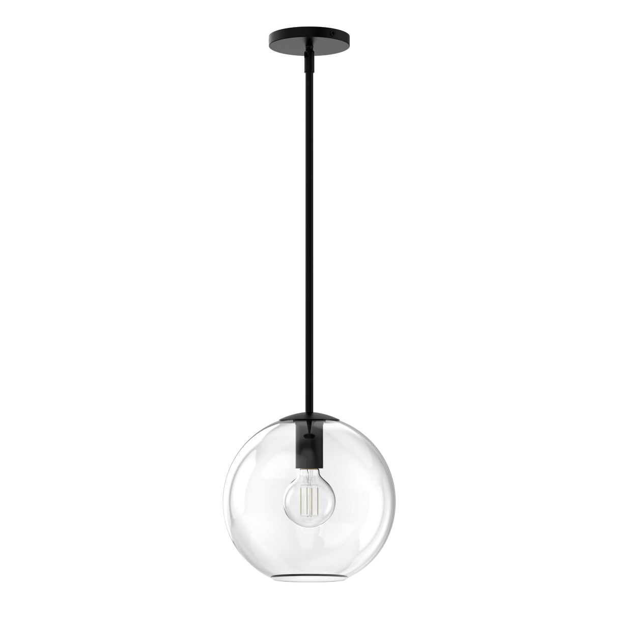 Aria 10" Clear Globe Pendant, Matte Black