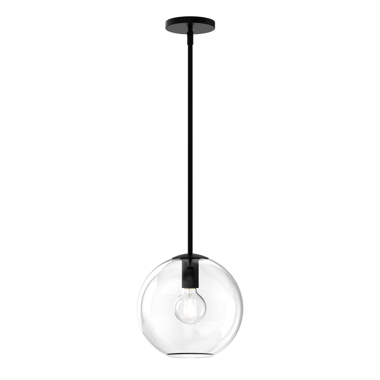 Aria 10" Clear Globe Pendant, Matte Black