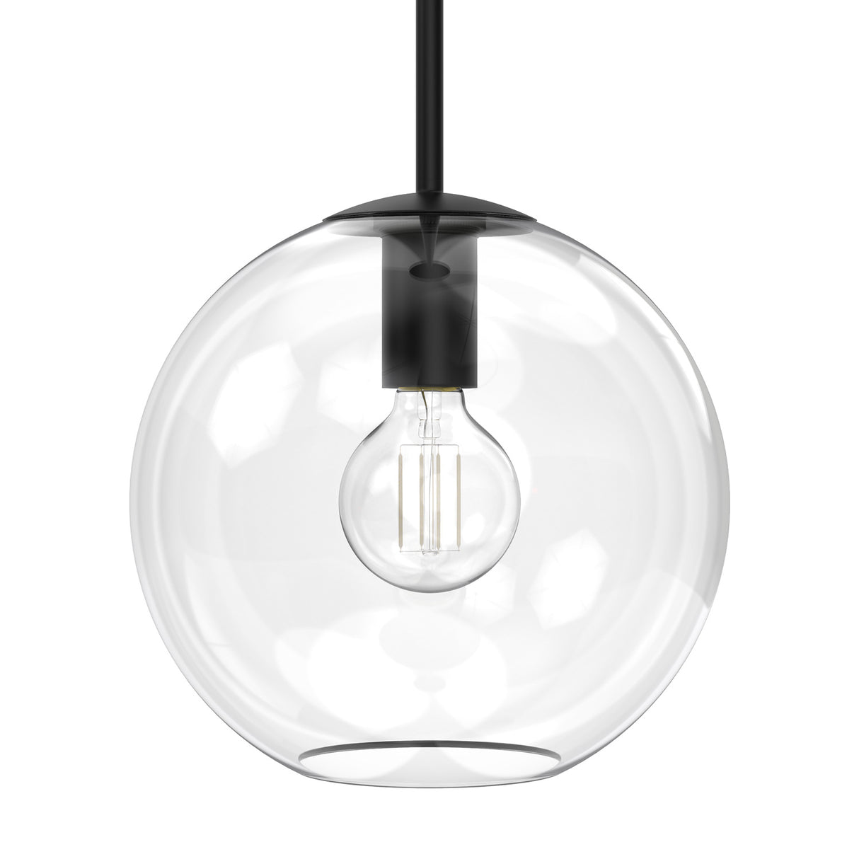 Aria 10" Clear Globe Pendant, Matte Black