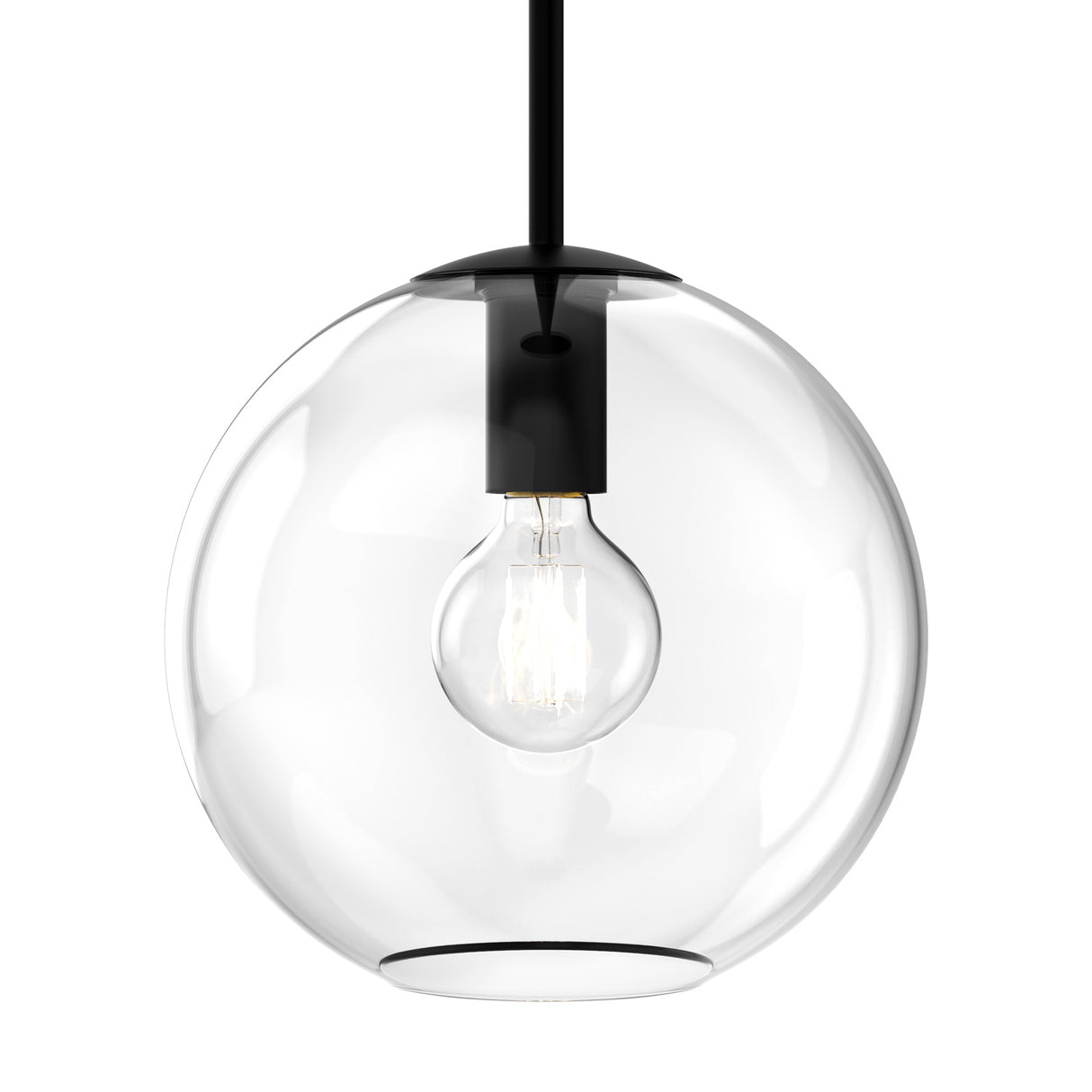 Aria 10" Clear Globe Pendant, Matte Black