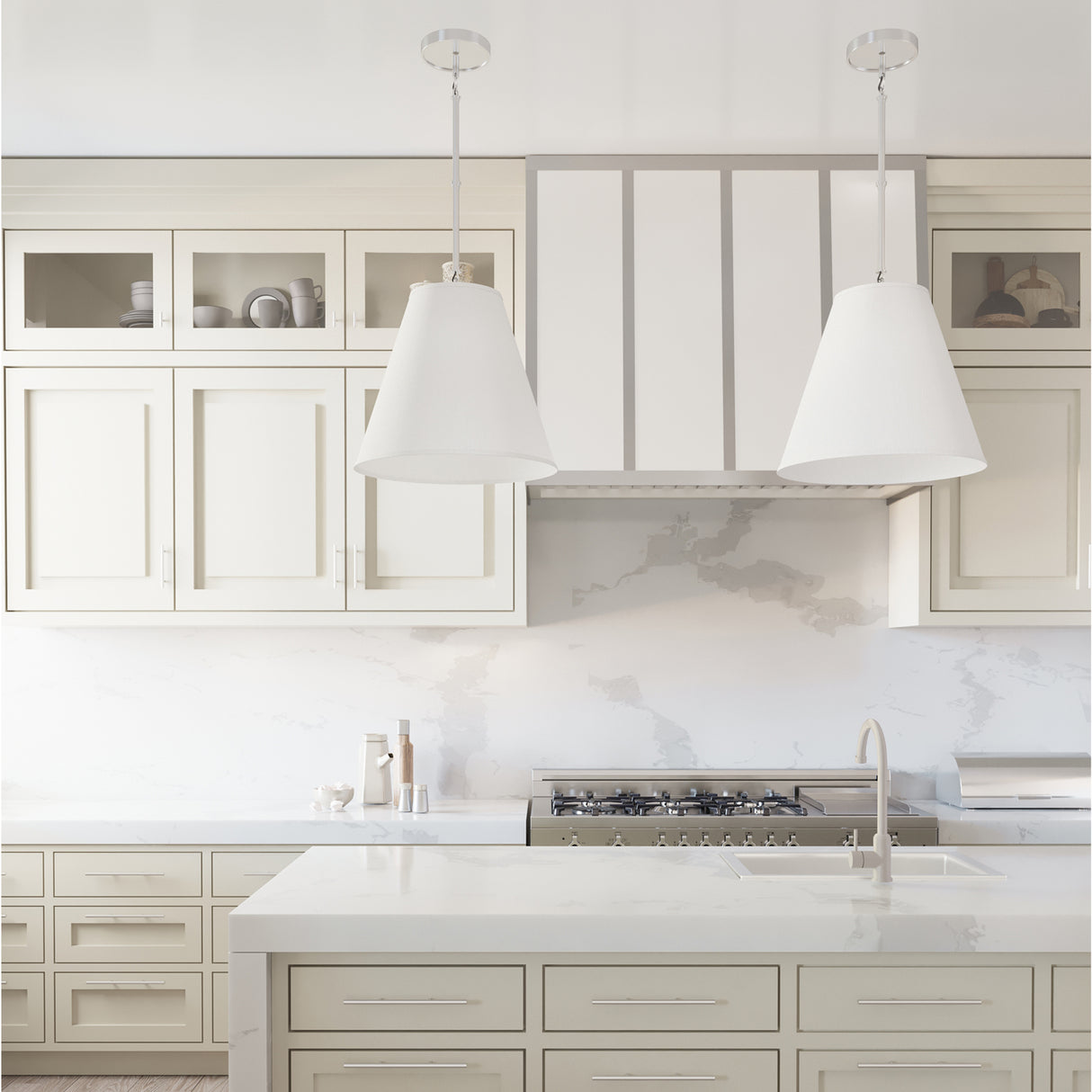 Luca Medium 15" Conical Pendant, Polished Nickel
