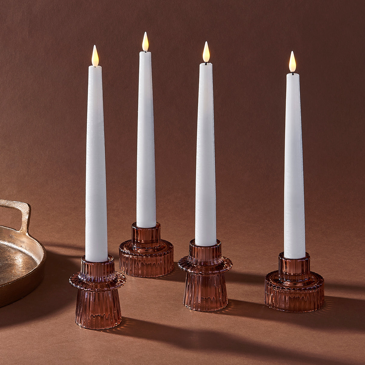 Infinity Wick White 9" Taper Candles, Set of 4