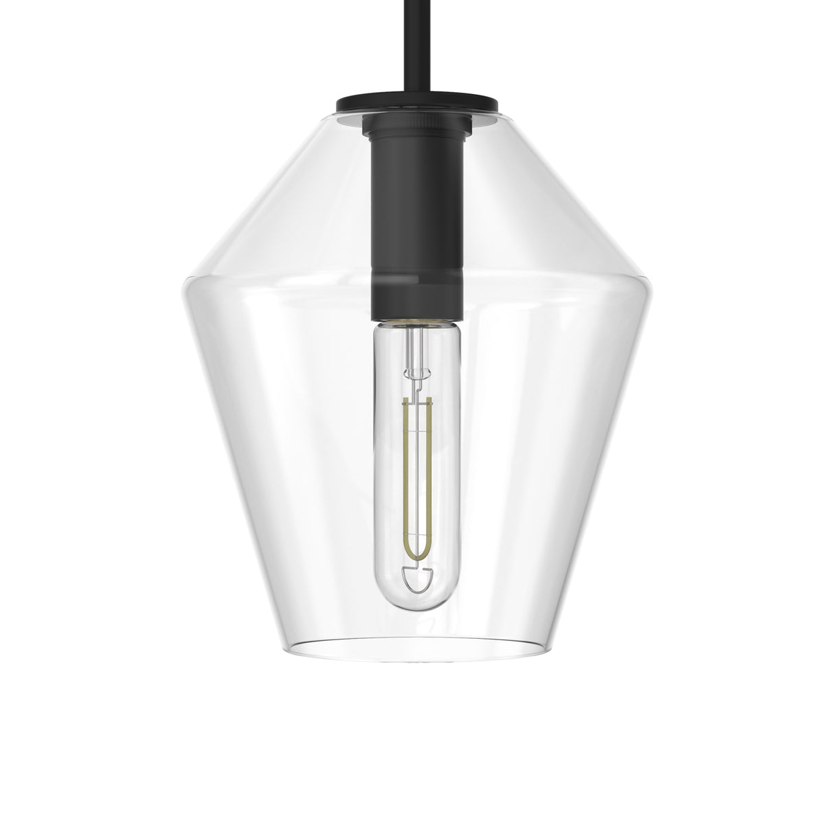 Eva 9" Clear Diamond Pendant, Matte Black