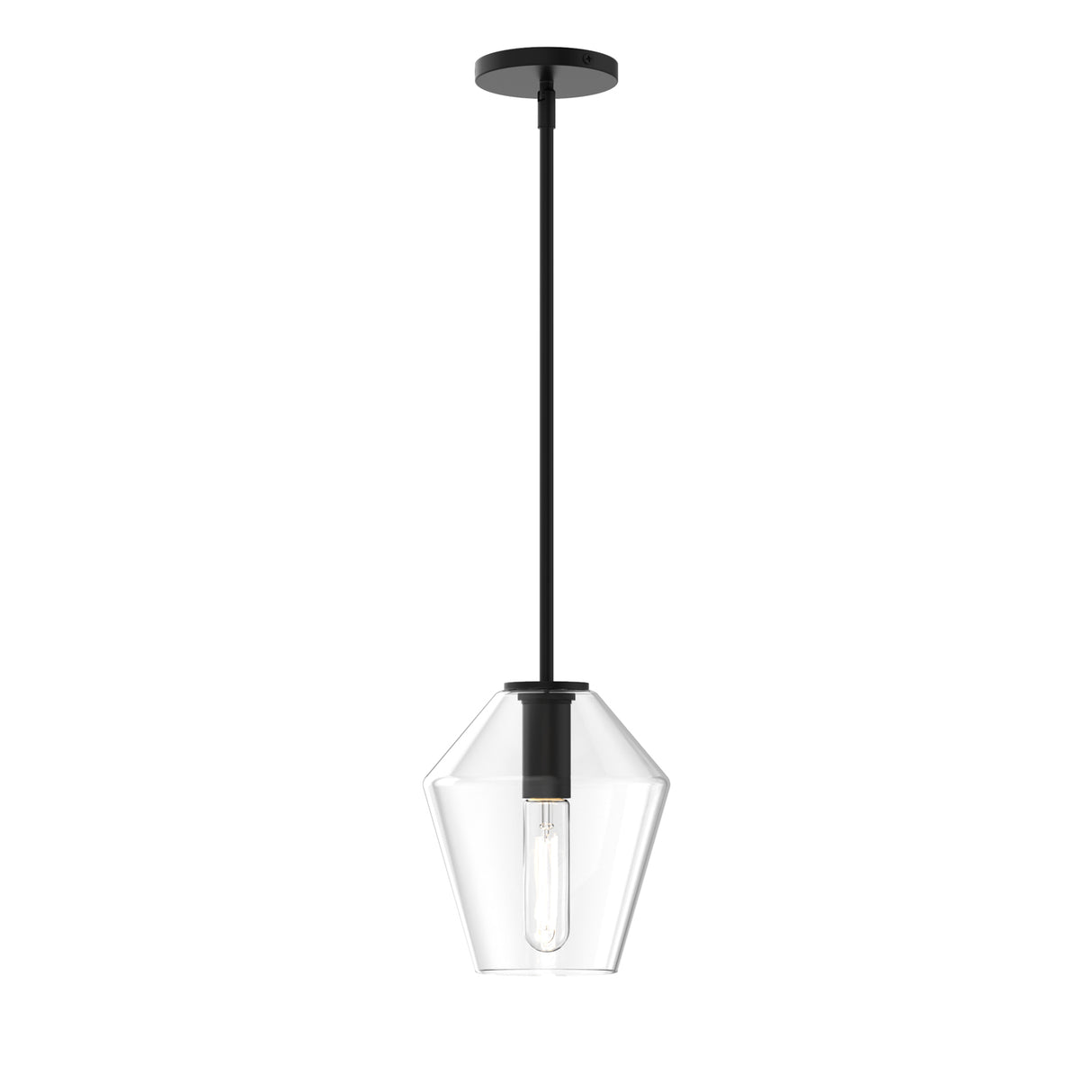 Eva 9" Clear Diamond Pendant, Matte Black