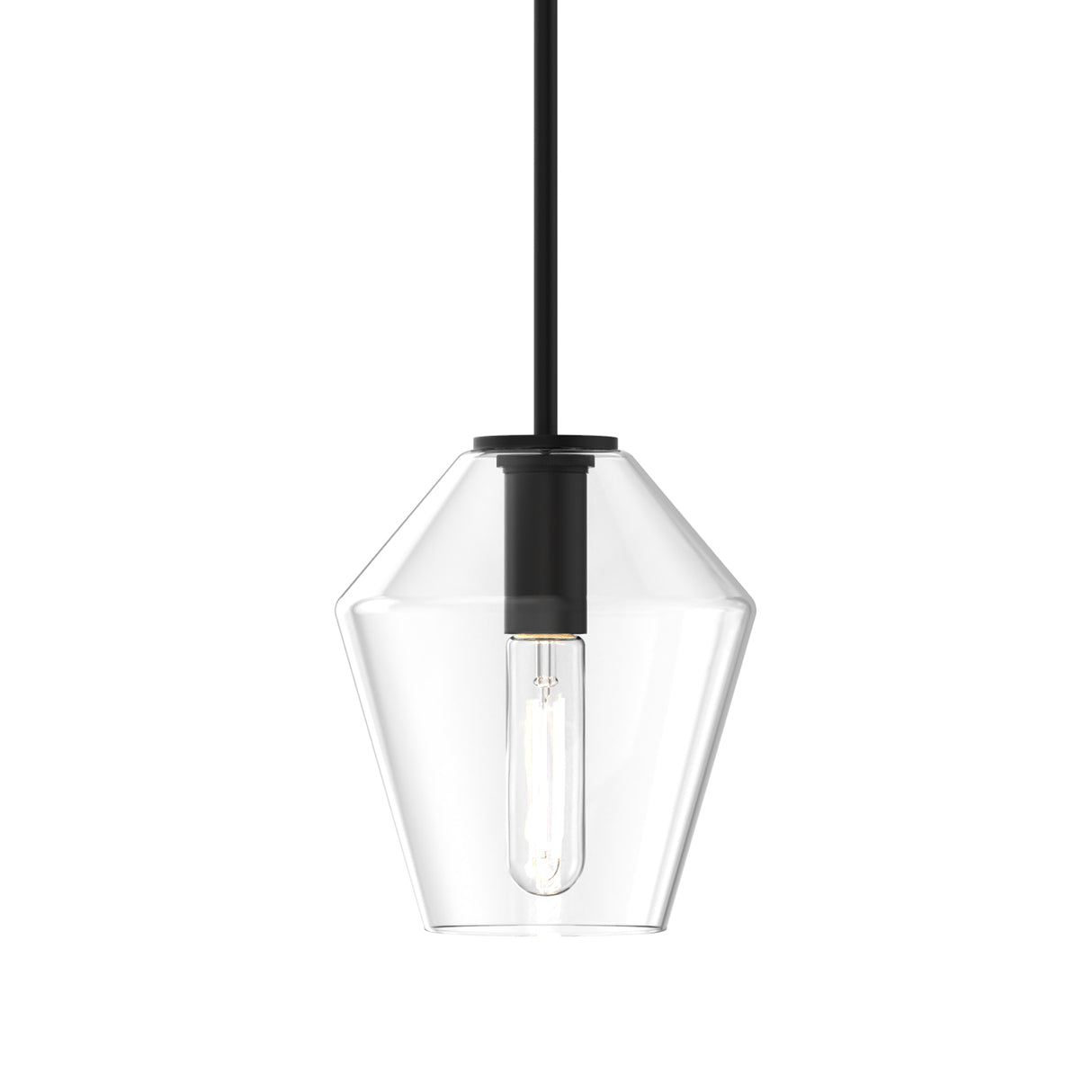 Eva 9" Clear Diamond Pendant, Matte Black