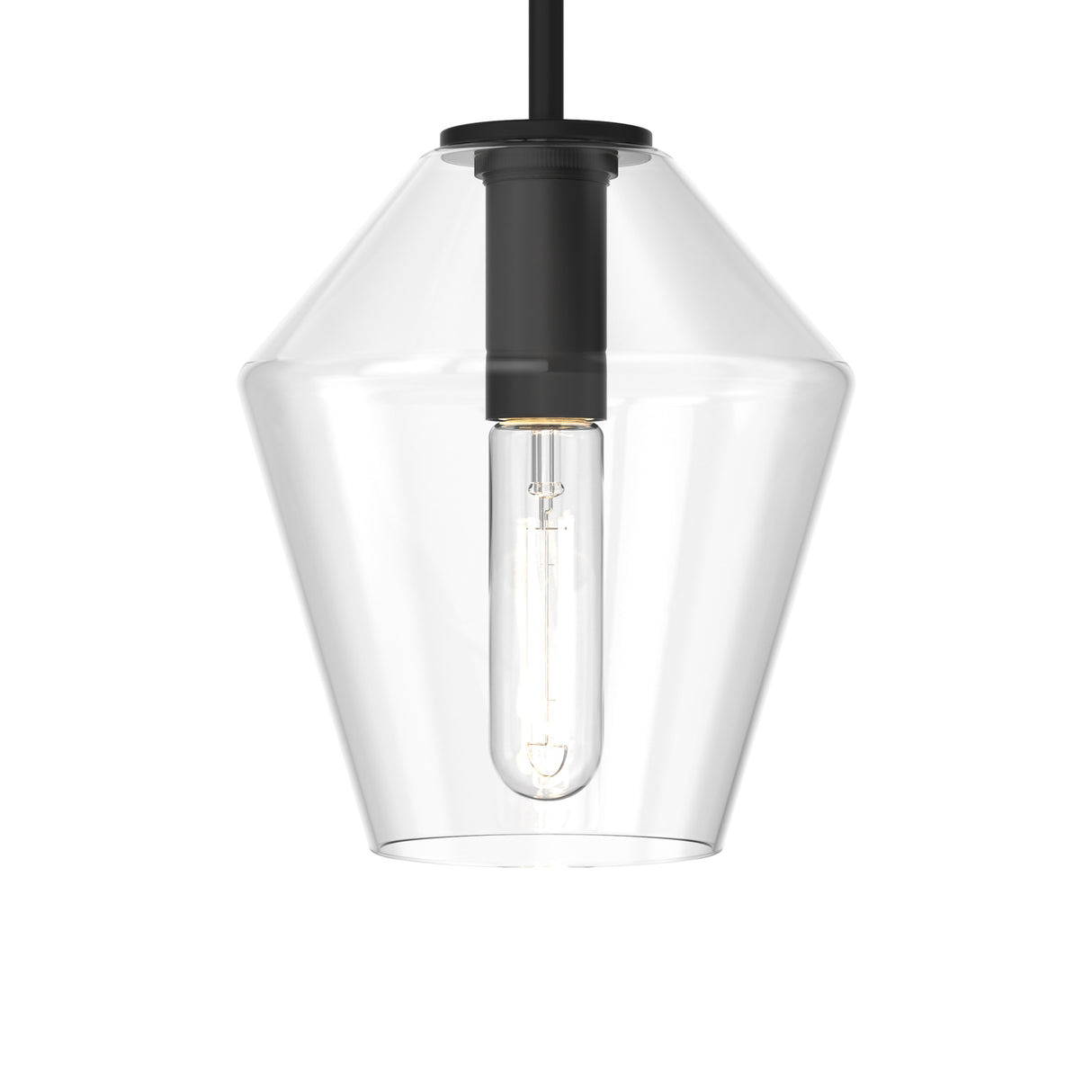 Eva 9" Clear Diamond Pendant, Matte Black