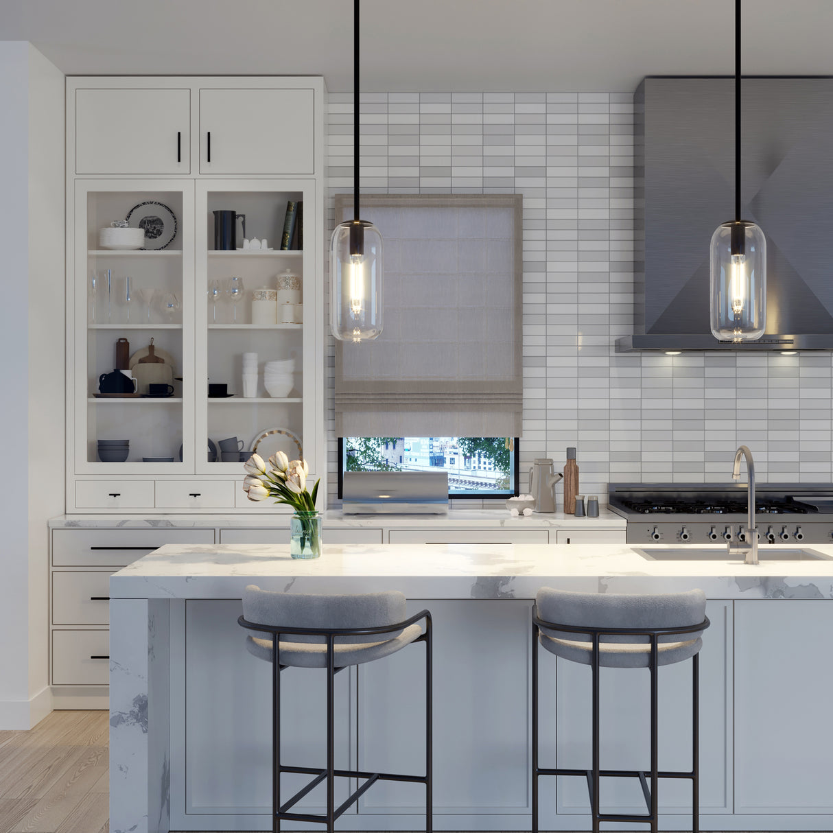 Liv 11" Clear Capsule Pendant, Matte Black