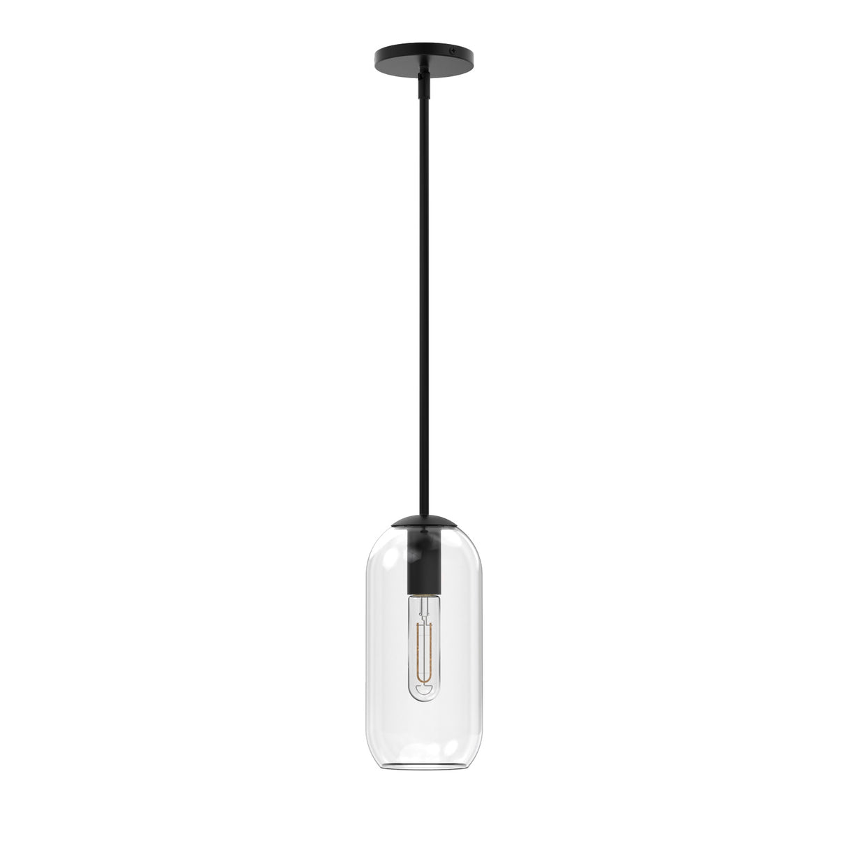 Liv 11" Clear Capsule Pendant, Matte Black