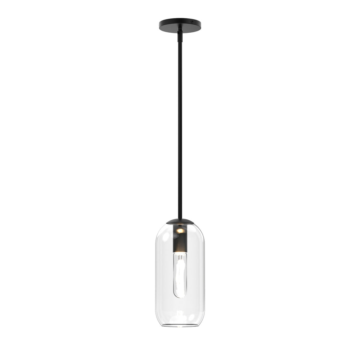 Liv 11" Clear Capsule Pendant, Matte Black