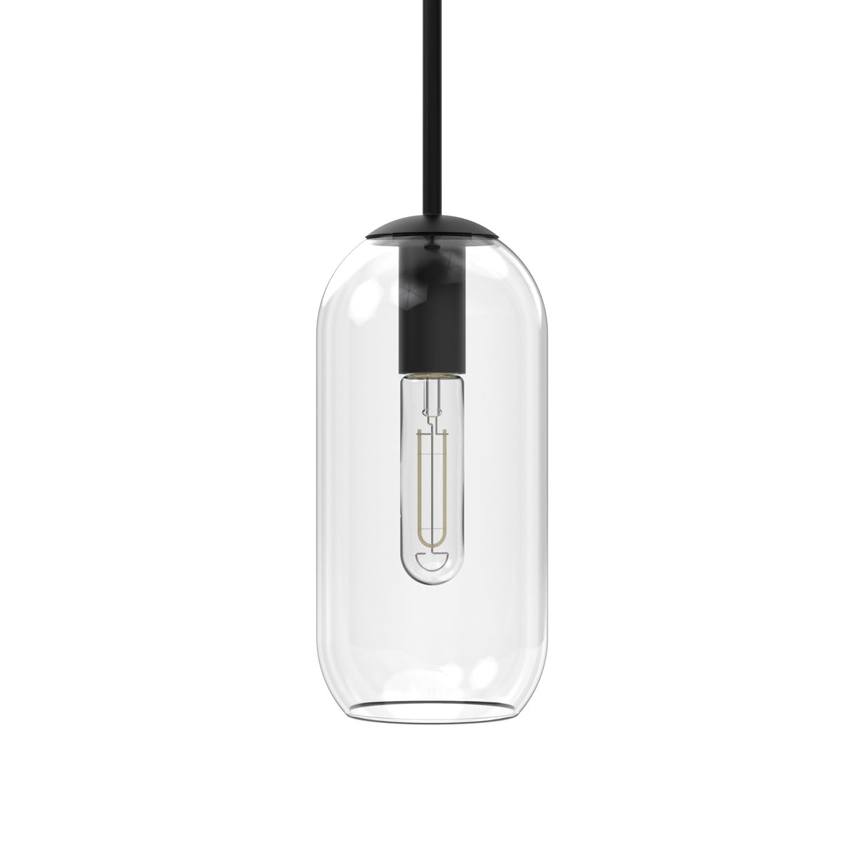 Liv 11" Clear Capsule Pendant, Matte Black