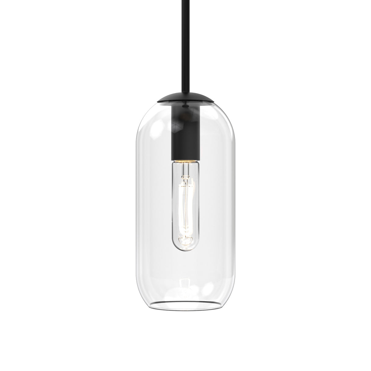 Liv 11" Clear Capsule Pendant, Matte Black