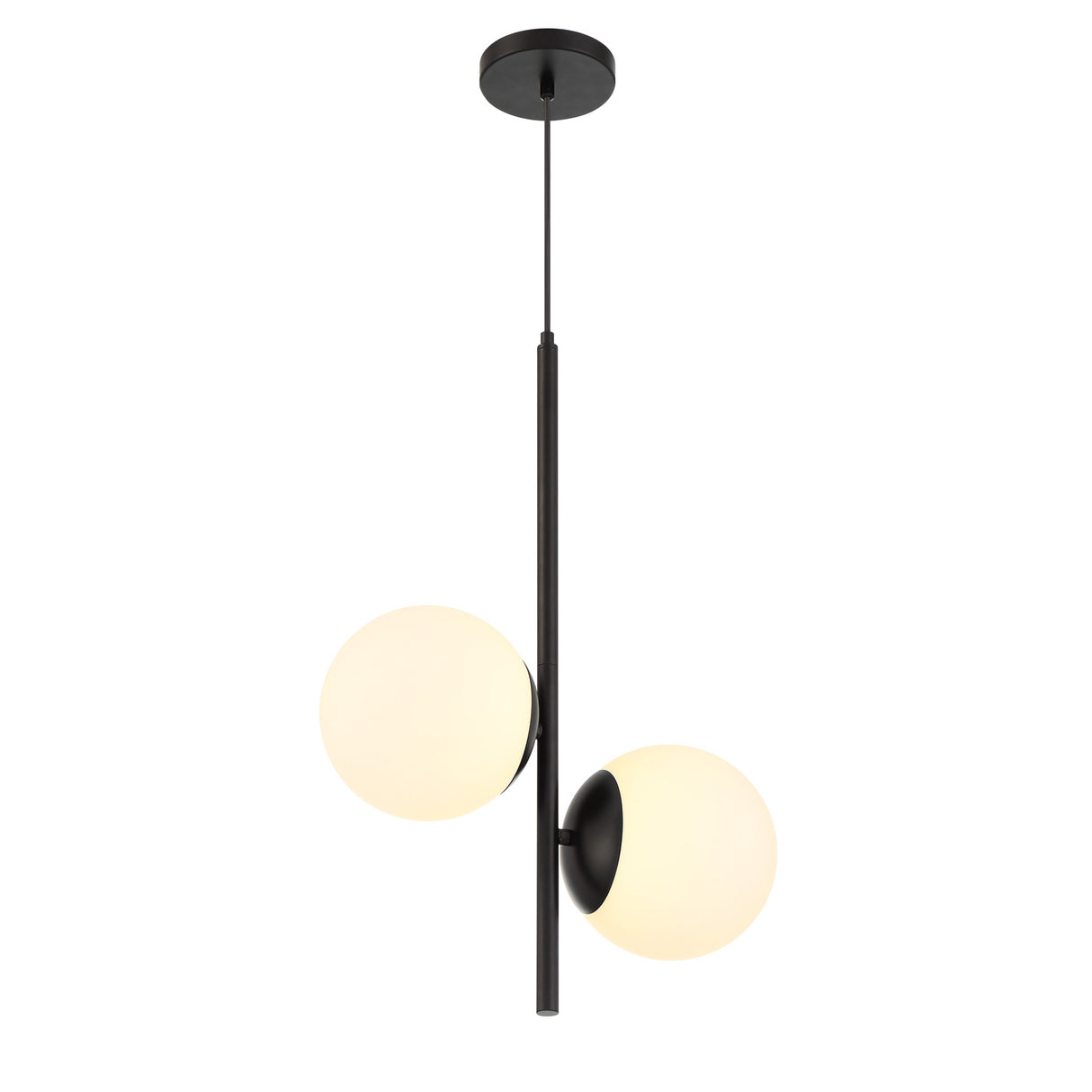 Castell 2 Globe Pendant 15.5", Matte Black