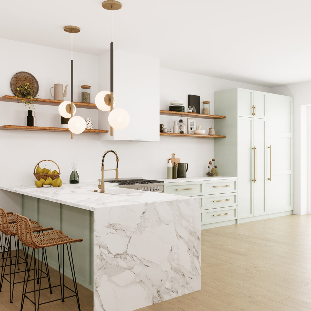 Castell 2 Globe Pendant 15.5", Matte Black and Aged Brass