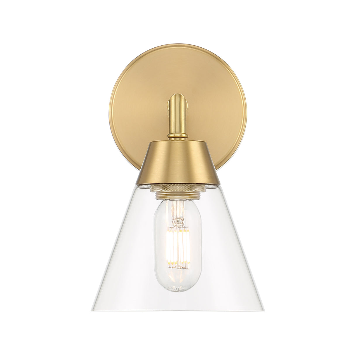 Owen 1 Light Vanity Wall Sconce, Satin Brass