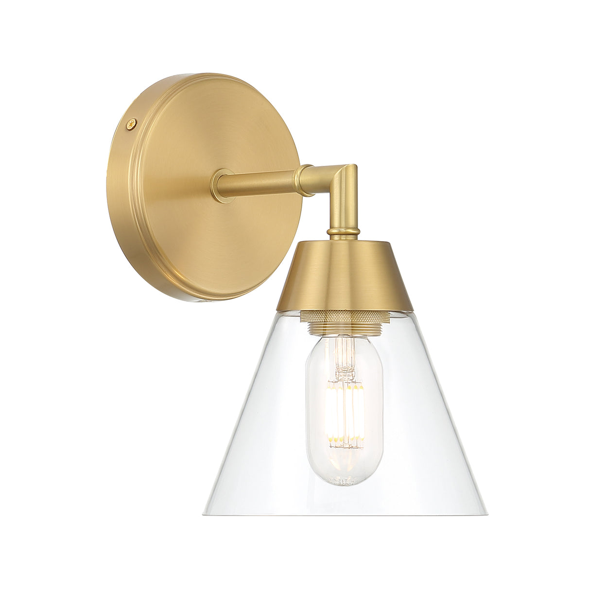 Owen 1 Light Vanity Wall Sconce, Satin Brass