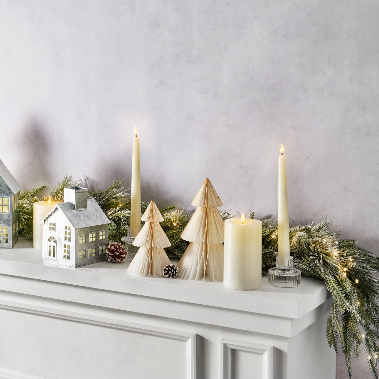 Pleated Paper Christmas Trees, Small Set of 2, Ivory